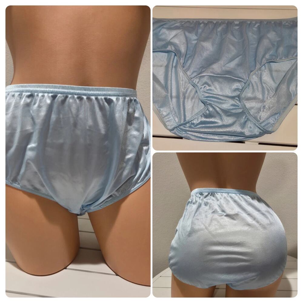 Shadowline 11032 Bikini Panty Shiny Nylon Full Cut Silky Baby Blue